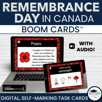 Preview of Remembrance Day in Canada -  BOOM Cards Activity- Digital Interactive Task Cards