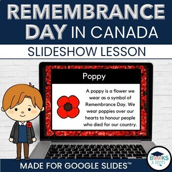 Preview of Remembrance Day in Canada - Lesson Slideshow November No-prep for Google Slides™