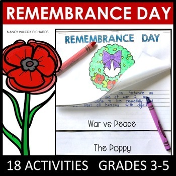 Preview of Remembrance Day in Canada, Reading and Writing Activities for Grades 3-5