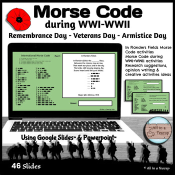 Preview of Morse Code during WWI WWII Remembrance Veterans Armistice Day Activities 