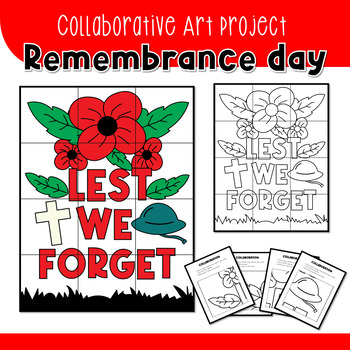 Remembrance day - Poppy Art Collaborative Poster Coloring Pages | TPT