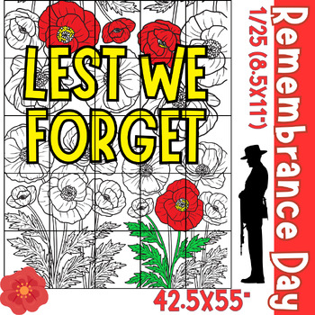 Preview of Remembrance day canada collaborative poster Art Coloring pages • Lest we forget