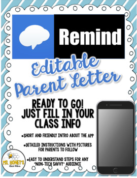 Preview of Remind (EDITABLE) Parent Letter