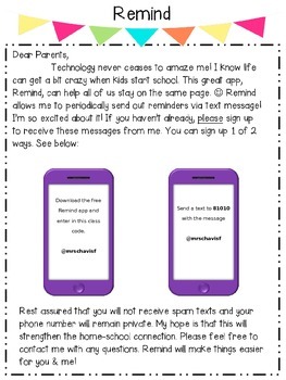 Preview of Remind app letter