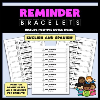 Preview of Reminder Bracelets - 50 Student/Parent Reminders & Positive Notes Home
