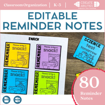 Preview of Reminder Notes for Parents EDITABLE - Reminder Note Templates