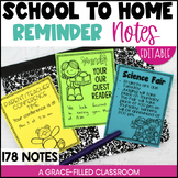Reminder Parent Notes to Send Home (Editable)
