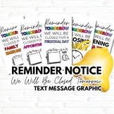 Reminder We Will Be Closed Tomorrow Text Messages Graphics