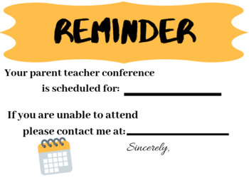 Preview of Reminder parent teacher confernce