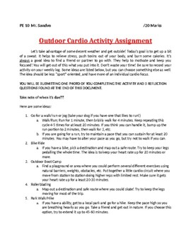 Preview of Remote Learning Assignment for PE and Health Educators - Outdoor Cardio Activity