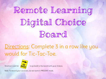 Preview of Remote Learning Grade 6 Math Choice Board