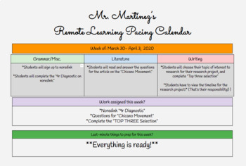 Preview of Remote Learning Pacing Calendar for Teachers K-12!