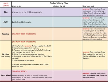 Preview of Daily Schedule (editable) and Checklist (with pictures) Distance learning