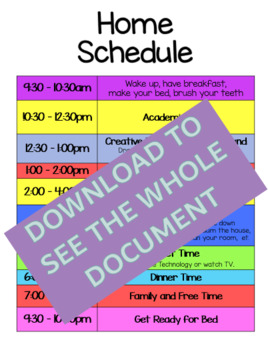 Preview of Remote Learning Schedule for Families