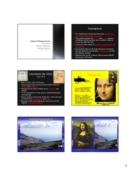Preview of Renaissance Art PPT with Companion plus Homework and Video