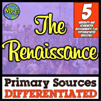 Preview of Renaissance Reading Passages | Differentiated Renaissance Unit Primary Sources