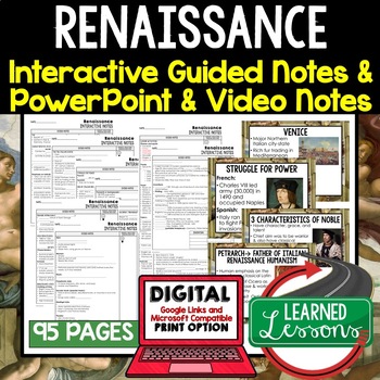 Preview of Renaissance Guided Notes and PowerPoints, Interactive Notebooks, Google