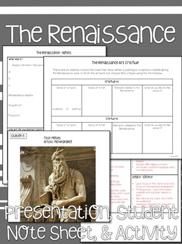 Preview of Renaissance Notes & Activity