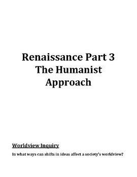 Preview of Renaissance Part 3 - The Humanist Approach - Student Workbook
