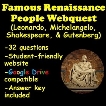 Preview of Renaissance People Webquest (Leonardo, Michelangelo, Shakespeare, and Gutenberg)