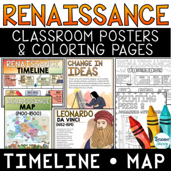 Preview of Renaissance Posters Timelines Maps Coloring Pages European Renaissance