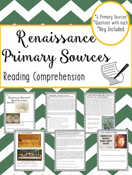 Preview of Renaissance Primary Sources Worksheet, DBQ