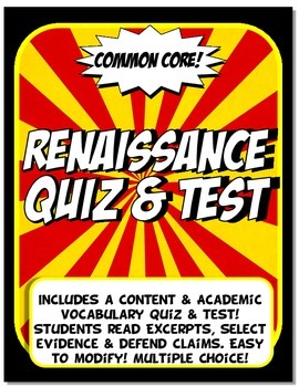 Preview of Renaissance Quiz & Test Common Core Writing & Literacy