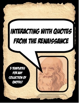 Preview of Renaissance Quote Activity Set Working with Primary Sources!