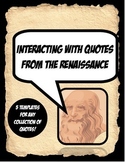 Renaissance Quote Activity Set Working with Primary Sources!
