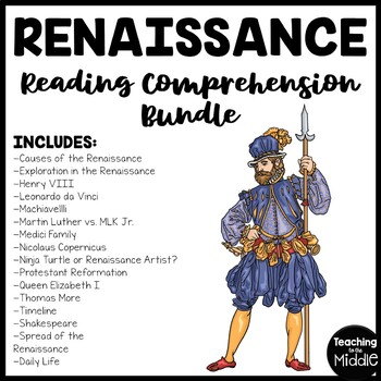 Preview of Italian Renaissance Reading Comprehension Informational Text Bundle
