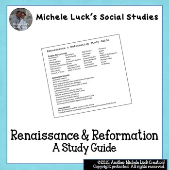 Preview of Renaissance & Reformation Study Guide