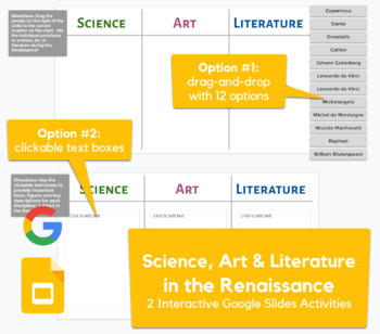 Preview of Renaissance: Science, Art, Literature - Interactives in Slides | REMOTE LEARNING