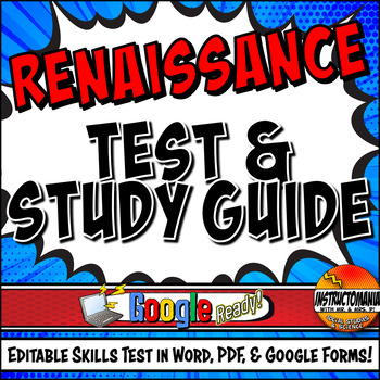 Preview of Renaissance Skills Test & Study Guide Bundle Editable, Print, or Google Forms