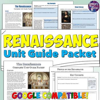 Preview of Renaissance Era Study Guide Unit Packet: Art, Map, Timeline, & Activities