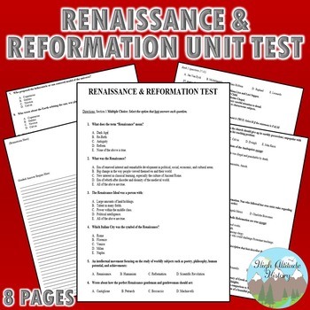 Preview of Renaissance Test (World History)