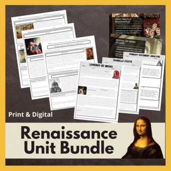 Preview of Renaissance Unit: PPT, Projects, Readings, Test, Activities - Print & Digital