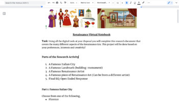 Preview of Renaissance Virtual Notebook