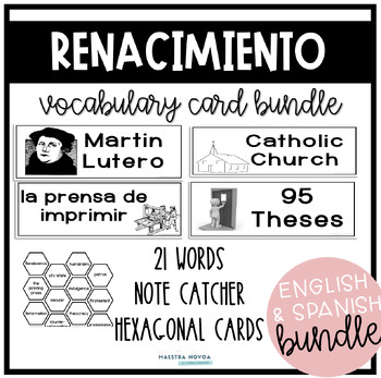 Preview of Renaissance Vocabulary Cards | English & Spanish Bundle