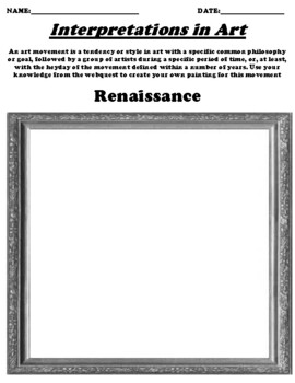 Preview of Renaissance Worksheet "Interpret the Art" & Webquest