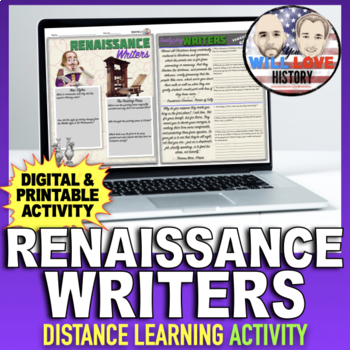 Preview of Renaissance Writers| Printing Press Simulation | Digital Learning Activity