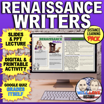 Preview of Renaissance Writers and Printing Press Simulation | Digital Learning Pack