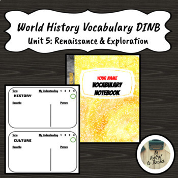Preview of Renaissance and Exploration World History Unit 5  Vocabulary Notebook DINB