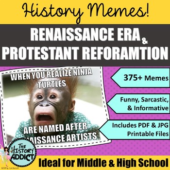Preview of Renaissance and Protestant Reformation Themed Classroom Poster Set (Memes)