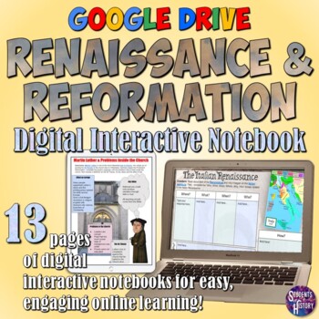 Preview of Renaissance & Reformation Google Drive Notebook: Art, Timeline, Map, Activities