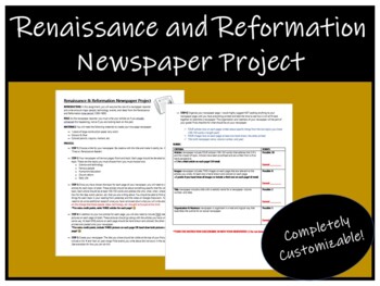 Preview of Renaissance and Reformation Newspaper Project