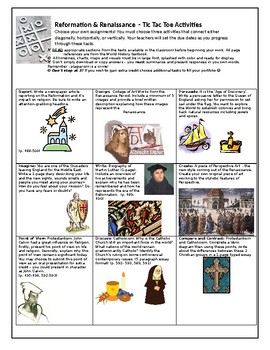 Preview of Renaissance and Reformation Project and Rubric Sheet