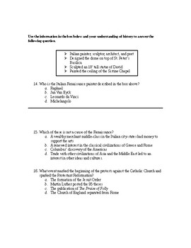 Renaissance and Reformation Test by Jason Fuqua | TpT