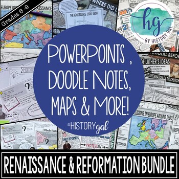 Preview of Renaissance and Reformation Unit Bundle with Doodle Notes, Maps, Activities