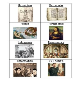 Preview of Renaissance and Reformation Vocabulary Flashcards