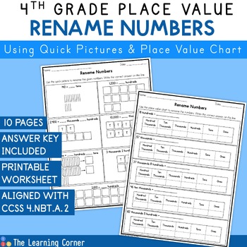 Preview of Rename Numbers Worksheet 4th Grade